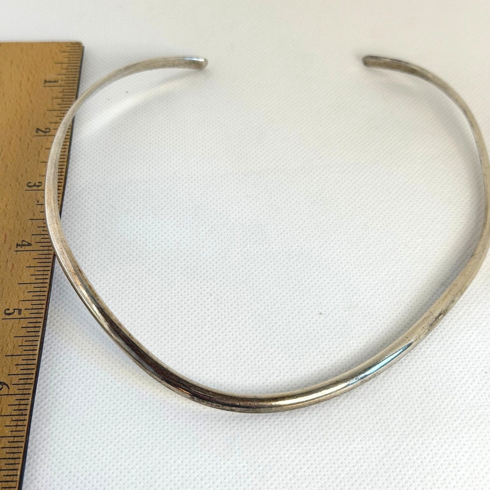 BJ Navajo Sterling Silver Torque Collar Necklace - Picture 4 of 6